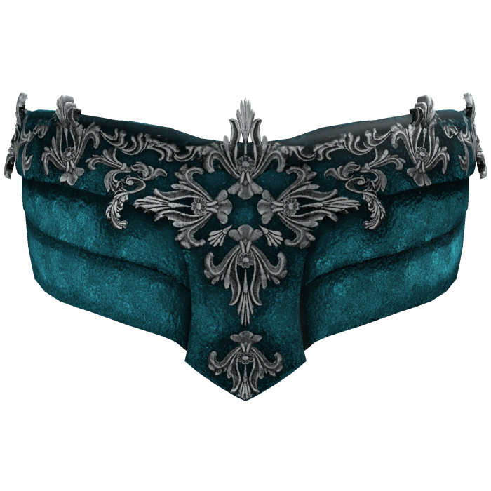 Gothic Filigree Face Mask - Teal & Silver