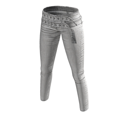 ★y2k two belt skinny White jeans★ thumbnail