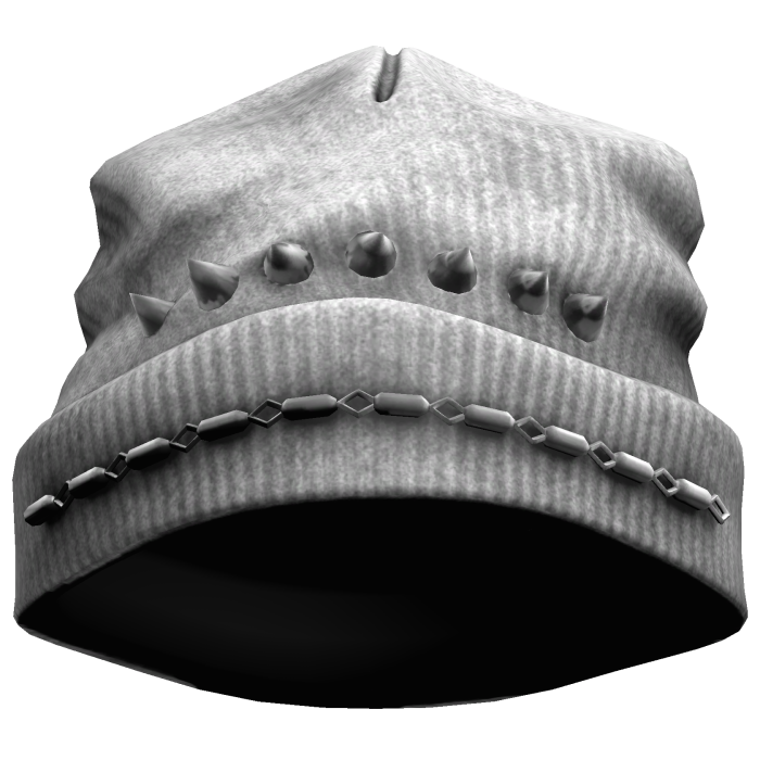white spiky distressed beanie