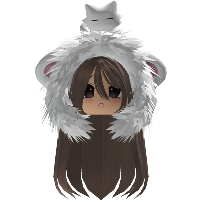 Light Brown Straight Hair W/ White Moe Hood Fur 