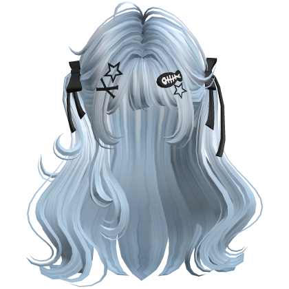 ♡ Cute Girl Pigtails w/ Hairclips & Bows (Blue) Roblox item