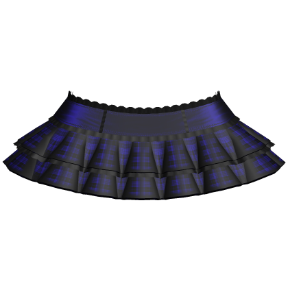 Dark Blue Emo Gothic Plaid Layered Ruffle Skirt