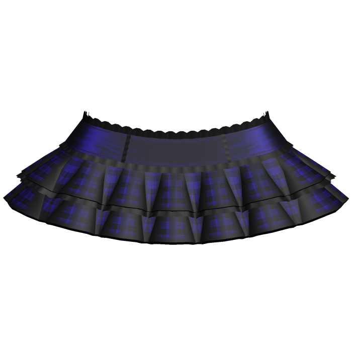 Dark Blue Emo Gothic Plaid Layered Ruffle Skirt