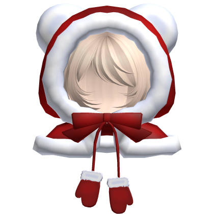 red christmas bear hood bob cut hair beige