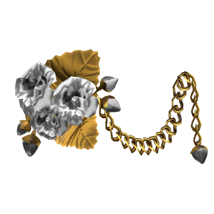 1.0 White & Gold Metal Rose Flower Waist Chain
