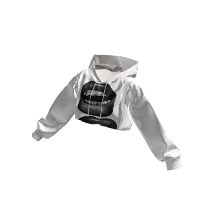 Cropped White Graphic Hoodie