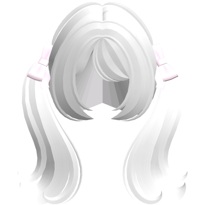 ‿੭ ♡ sweet ribbon pigtails in white ⸝⸝ Roblox item