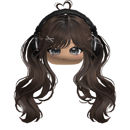 Cute Wavy Pigtails w/ Headphones (Brown)