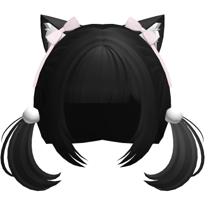neko cat cute pigtails in black