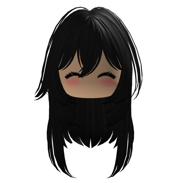Cute Black Hair Y2K Preppy Long Girl Face
