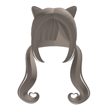 twintaill cat ear ash gray Roblox item