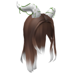 Long Brown Hair with White Horns