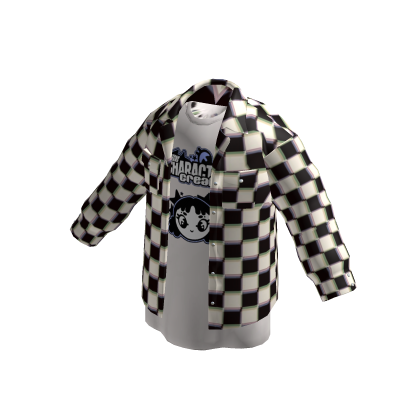 ✨Oversized black white checker dress shirt jacket