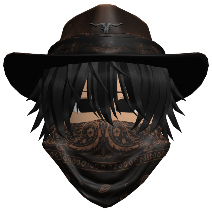Brown Cowboy Hat with Mask + Neck Scarf