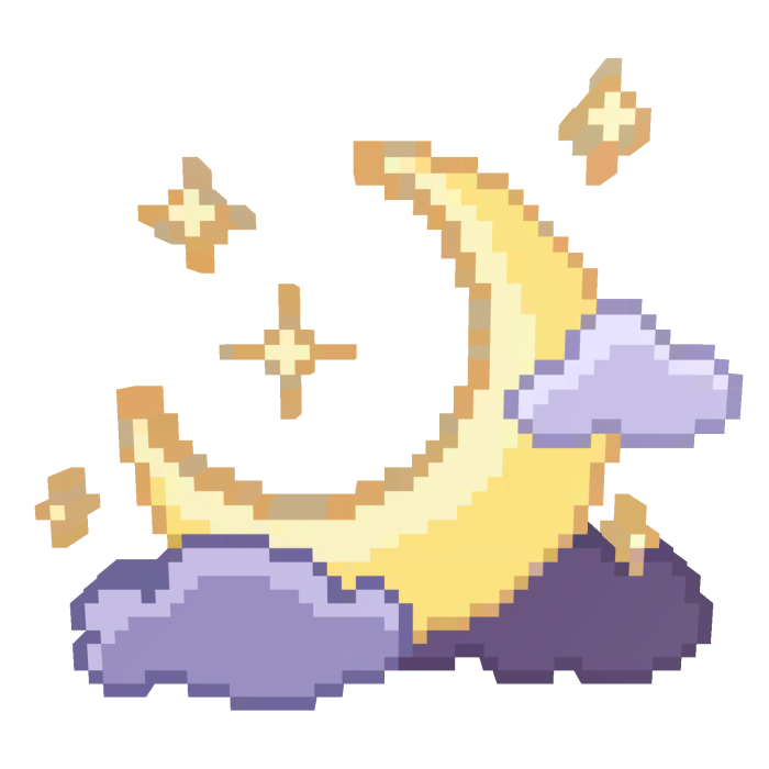 [Back] -  Dreamy Pixel Crescent Moon Clouds