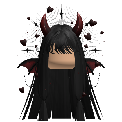 Cute Demonic Wings Heart Hair (Black)