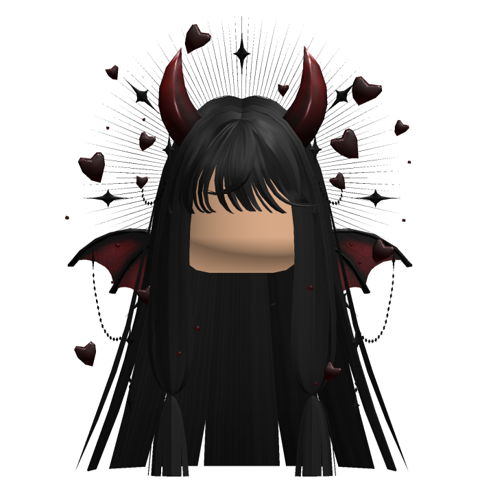 Cute Demonic Wings Heart Hair (Black)