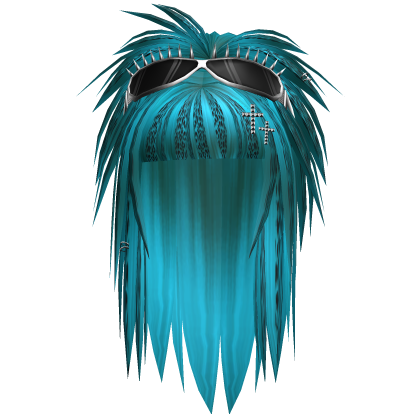 scene messy hair w spike goggles cyan leopard