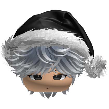 Messy Fluffy Blue and White Hair a Santa Hat Y2k Roblox item