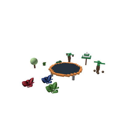 trampoline in a forest (including bushes and trees