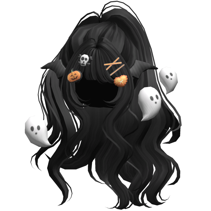 Black Halloween Hairclips Wavy Half Down
