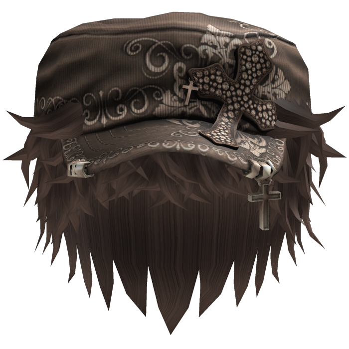 Brown Messy Anime Hair w/ Brown Cadet Cap