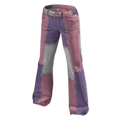 Vintage Pastel Patchwork Denim Flared Jeans