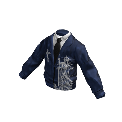Blue Y2K Angel Graphic Jacket w/ Tie
