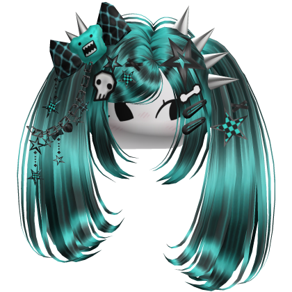 ♡ Scene Spiky Moe Pigtails (Teal Skunk)