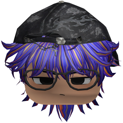 Emo Boy Hair Blue With Glasses Roblox item