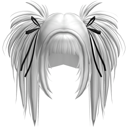 white high twin tails hair w/ blunt bangs Roblox item