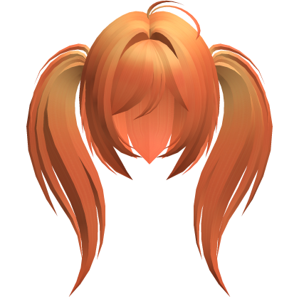 moe emo long fluffy side ponytails orange