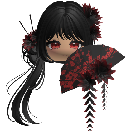 Side Ponytail w/ Cherry Blossoms & Fan