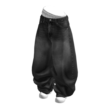 💵Y2K WASHED VINTAGE DENIM PANTS WITH SHOES BLACK | Roblox Item