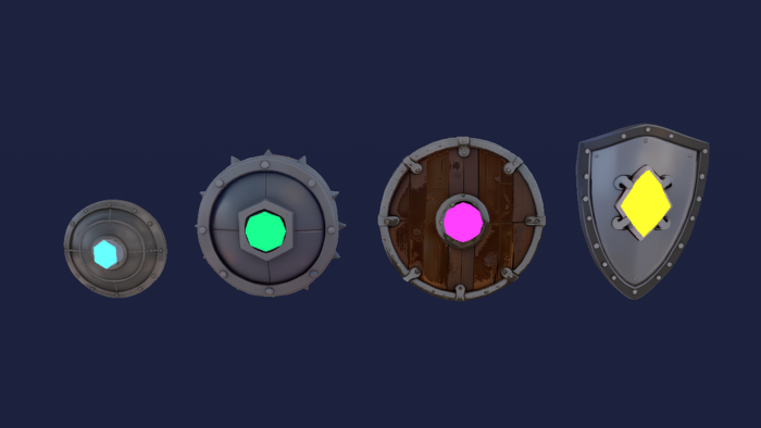 Shield Weapon Pack x40 Glowing Knight Round Kite preview 5