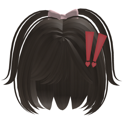 Cute Short Dark Brown Bob Hair w/ Bow & Clips ♡ Roblox item