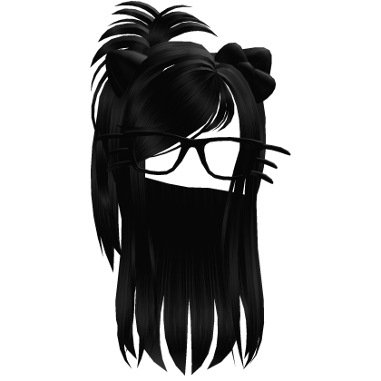 Black Cat Girl Hair + Cat Glasses (Black)