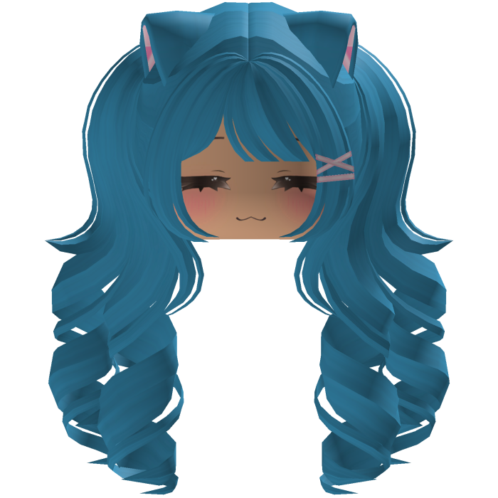 Cute hair emo Y2K cat-ear braids (Blue)