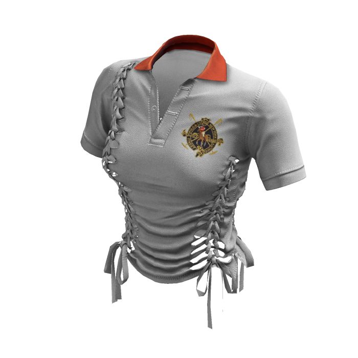 Braided Cutout Polo Shirt (Orange)