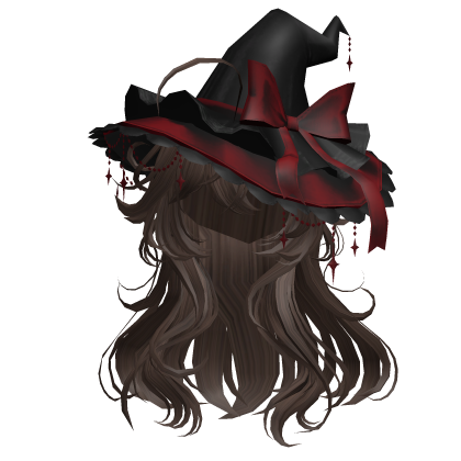 Anime Girl Hair w/Witch Hat (Brown) Roblox item