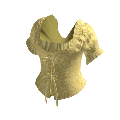 Floral Puff Sleeve Top with Ties (Yellow)
