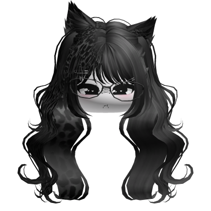 Wavy Moe Pigtails w/ Cat Ears (Gray Leopard)