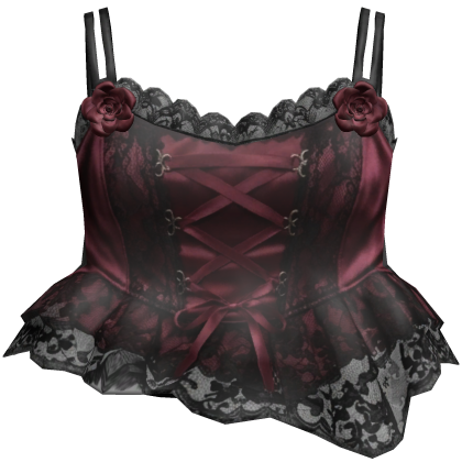 Black Red Rose Corset Top