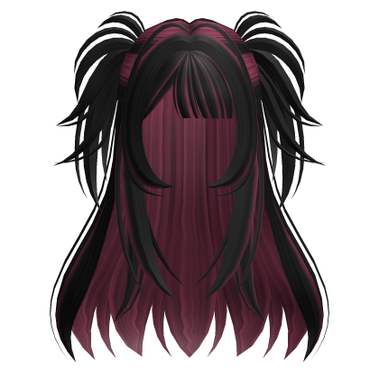 Messy Y2K Grunge Twintails (Black to Cherry) Roblox item