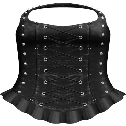Gothic Spiked Lace-Up Corset Top (Black)