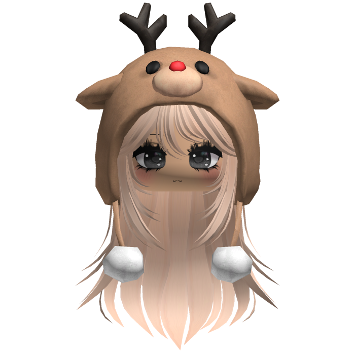 Christmas Reindeer Beanie w Flowy Hair Blonde