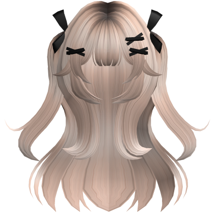 Platinium Cute Wavy Pigtails w/ Ribbon Clips