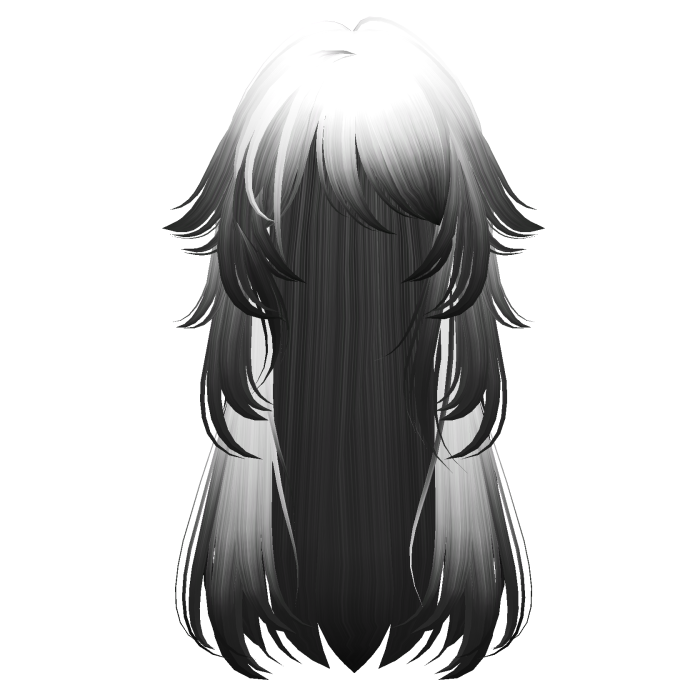 long fluffy anime hair with tufts (white to black)