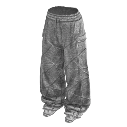 Baggy Washed Jeans w/ Sneakers (Grey)