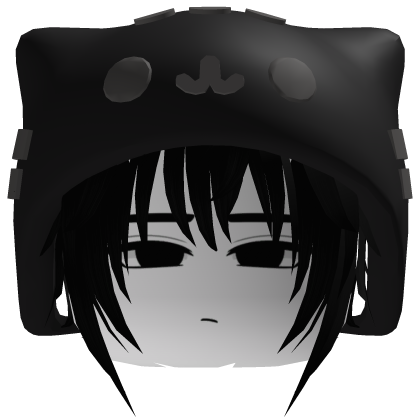 Moe Cute cat hood with long black hair vkei dashie